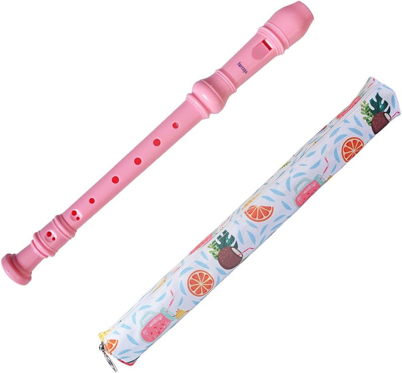 Farcaya Soprano Recorder Instrument for Beginners German Style C Key 8 Hole Descant Music with Clean Rod Storage Case (Pink) - Image 1